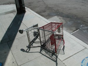 toppled grocery cart