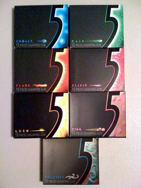 5 Gum, Sugarfree, Elixir, Berry, Chewing Gum