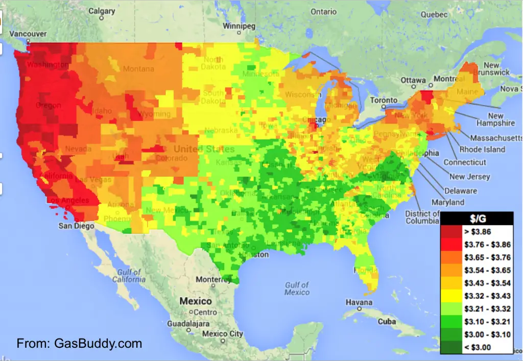 Gas Price Heat Map 2014 Sept