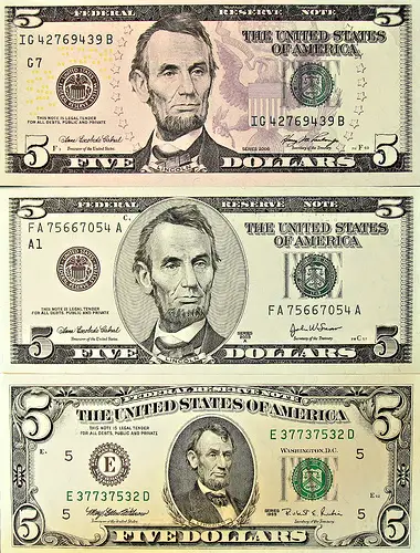 five dollar bills